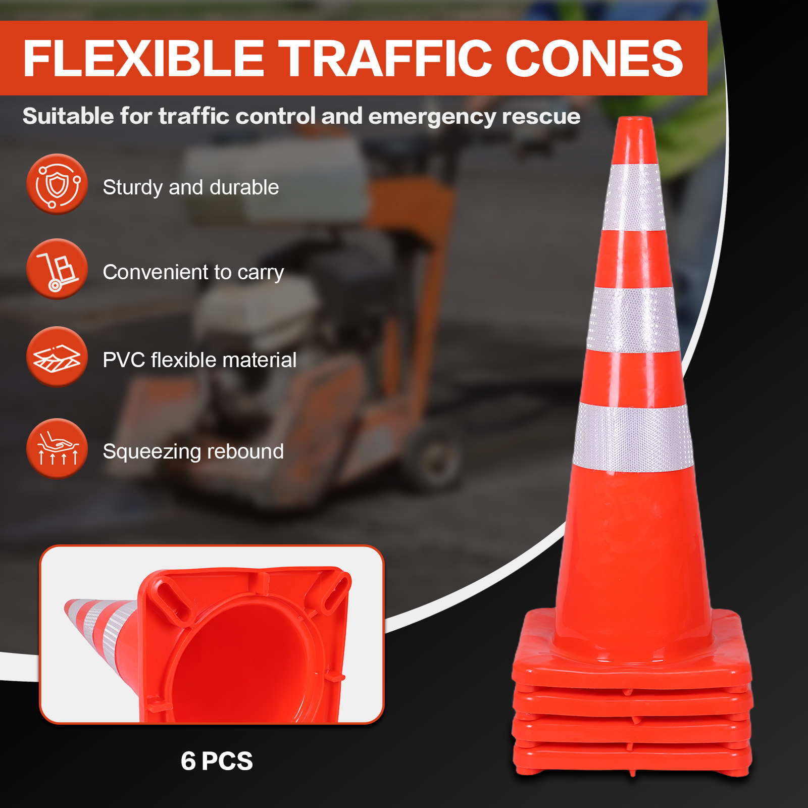 6Pcs 35 Inch Traffic Cones wit - огляд і ціна Road Traffic Cone