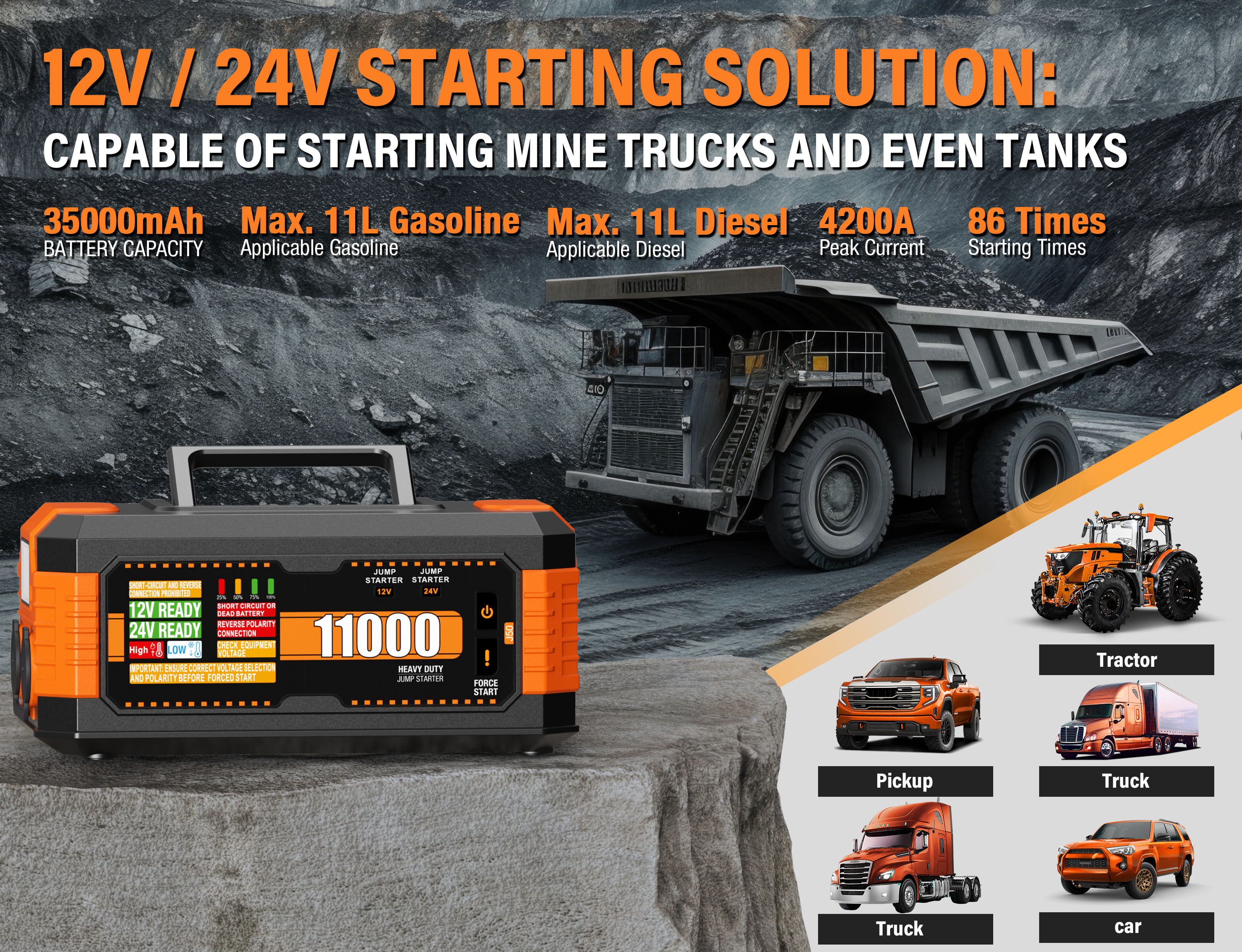 Heavy   Jump Starter 12V 24V T - огляд і ціна Heavy Equipment Mining